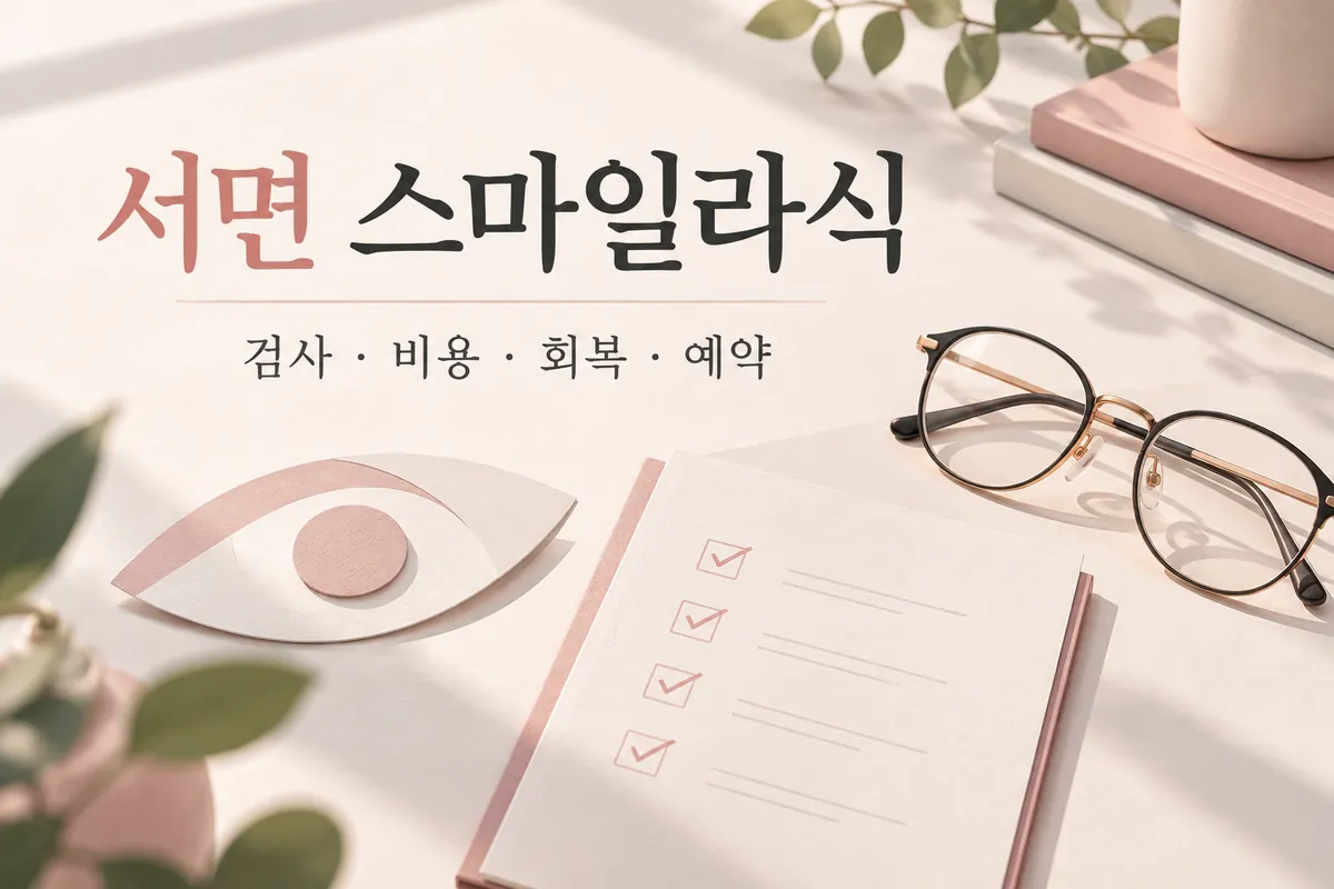 안경과 검사 준비 체크리스트를 담은 서면 스마일라식 안내 표지